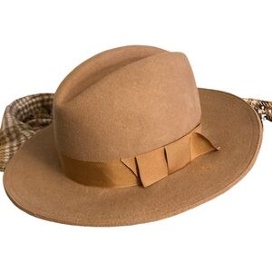 Importina 100% Wool Vintage Fedora Hat Khaki Tan Color Felt Comfort Jazz